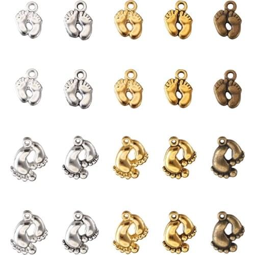 150pcs Alloy Baby Footprint Pendant Charms 5 Colors Cute Dangle Pendants for DIY Bracelet Necklace Jewelry Craft Making
