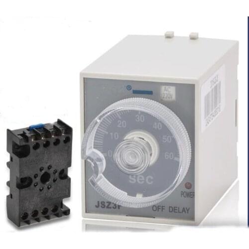 Time relay JSZ3A-F timing relay power-off delay Adjustable 5-60S / 3min control switch 220V / 24V / 110V