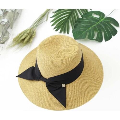 Free shipping High Quality Women Summer caps foldable paper straw ladies sun hats wide brim Bow beach caps Visor Floppy Chapeau