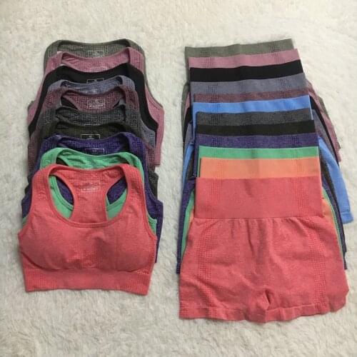 Sportswear Suit For Fitness Women High Waist Shorts Sports Pants Gym Set Top Sports Top Bras Crop Top Two Piece Set Gym Leggings