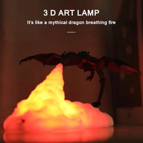 3D Printed LED Fire Dragon Lamps Night Light Rechargeable Mood Soft Light For Bedroom Kid Room Bedroom Camping Hiking Stage Show