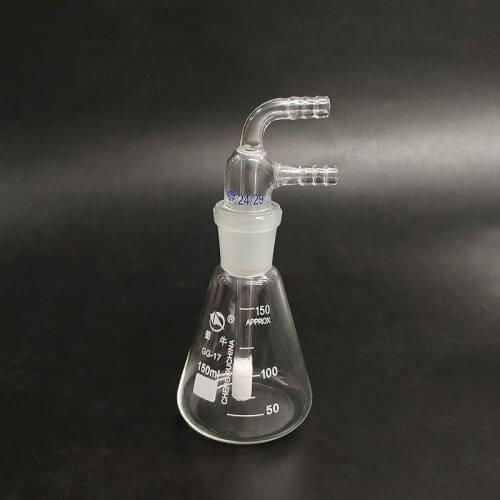 Triangle gas washing bottle 150ml/500ml/1000ml/2000ml,Cylindrical sand core scrubbing flask,Conical wash bottle with glass sand