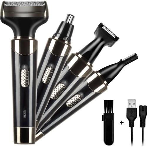 4 In 1 Electric Nose Ear Hair Trimmer USB Rechargeable Beard Eyebrow Razor Cordless Clipper Groomer Shaver Hair Trimmer Set