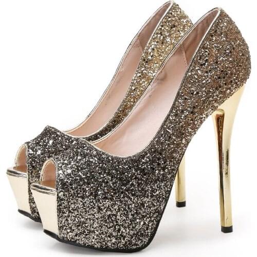 Fashion Womens Shoes summer Elegant new consice Mixed colors bling-bling Peep toe Party shoes Waterproof Pumps big size 40