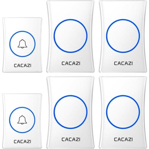CACAZI Intelligent Home Wireless Doorbell Waterproof 300M Remote US EU UK AU Plug Cordless Calling Bell 2 button 4 Receiver