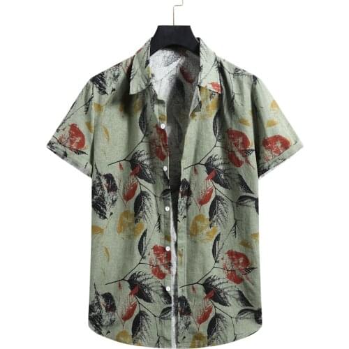 Vintage Hawaiian Shirt Men Hipster Floral Print Short Sleeve Beach Shirts Men Clothing Streetwear Harajuku Casual Shirt Male XXL