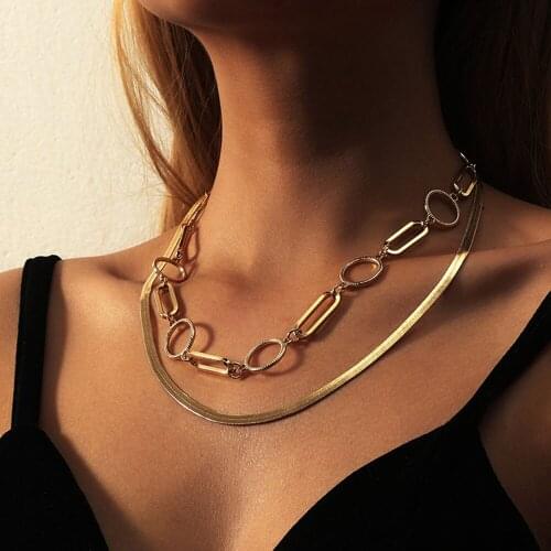 KMVEXO Vintage Multi-layer Chain Pendant Necklace For Women Trendy Gold Color Thick Chain Choker Necklace 2021 Trend Jewelry