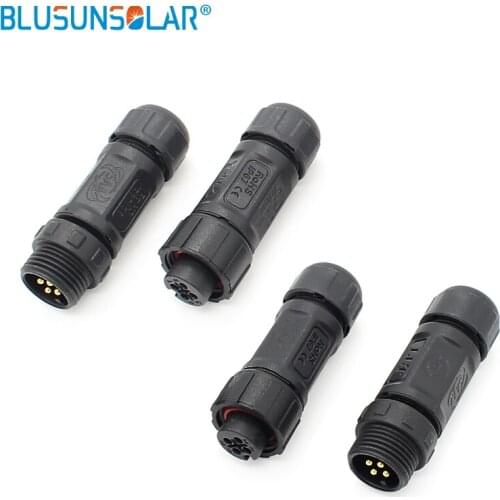 50 pairs/lot pole waterproof cable connector M12 thread lock, male female waterproof cable connector butt type LJ0229