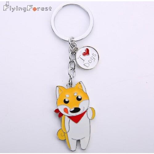 I Love Dog Keychain Cute Pet charm Car Key Ring Cartoon Keychain on Bag Anime Keychains Metal Dog Keyrings gift Drop shipping