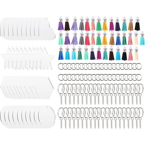 Keychain Blanks Transparent Acrylic Clear Discs Tassel Pendants