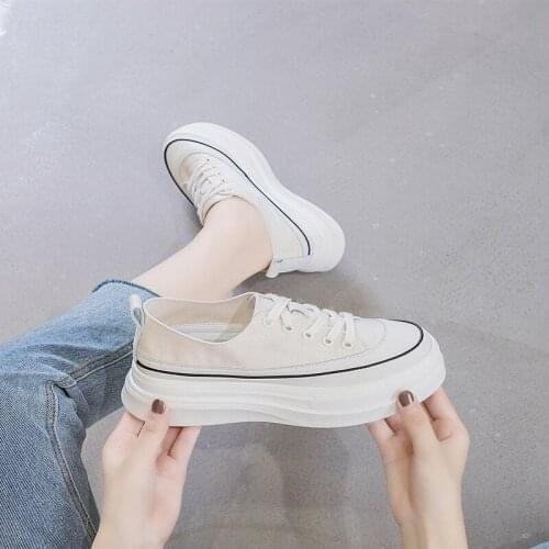 2021 New Womens Shoes White Shoes Spring Thin Section Breathable Sports Thick Bottom Cake Increase Female Summer Fashion Ladies