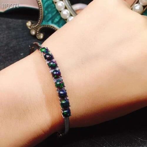 100% Natural And Real Opal bangle Solid S925 Sterling Silver For Women Colour Gem Stone Rings Fine Jewelry