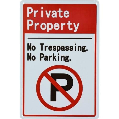 Private Property Sign, No Parking No Trespassing, 8x12 Rust Free Metal UV Printed, Easy to Mount