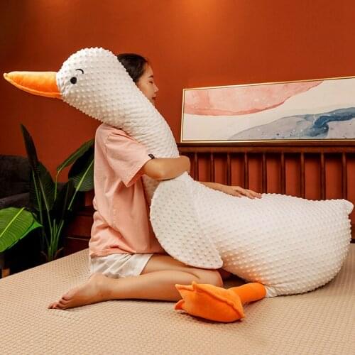 1pc 50-120CM Lovely Goose Plush Toys Stuffed Soft Animal Sleeping Pillow Kawaii White Goose Cushion for Kids Baby Birthday Gift