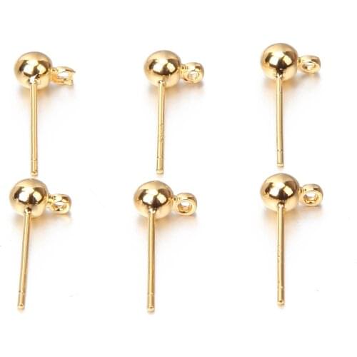 10PCS 18K Gold Plating Ear Studs Superior Quality for Jewelry Making Diy Earrings Supplies Silver Needle Brass Accessories