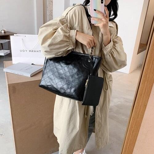 2 Pcs/set Large PU Leather Hand Bags 2020 Womens Bag Trend Shoulder Handbags Female Travel Totes Lady Designer Handbag