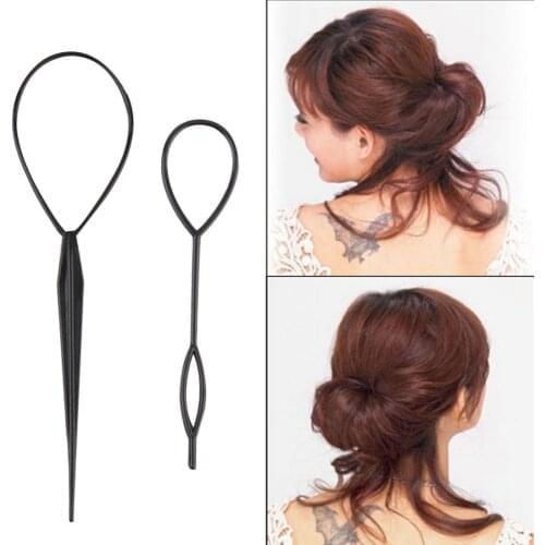 2 pcs Ponytail Creator Plastic Loop Styling Tools Black Topsy Pony topsy Tail Clip Hair Braid Maker Styling Tool Fashio
