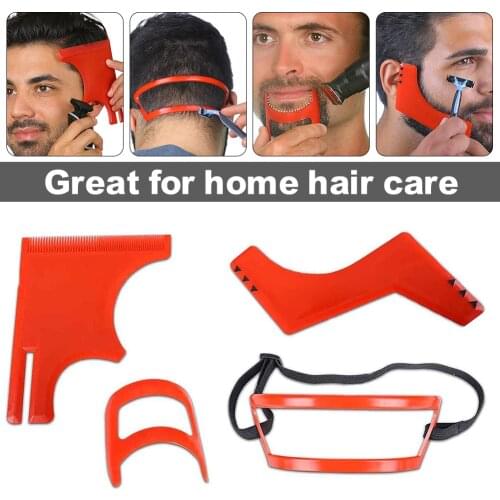 4pcs Men Beard Shaping Styling Template Comb Transparent Mens Beards Combs Beauty Tool for Hair Beard Trim Templates Dropship