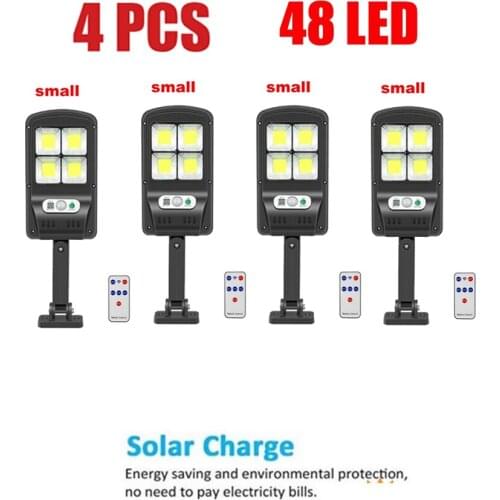 4pcs tabular oblong 48 COB Solar Light PIR Motion Sensor Garden Wall outdoor Solar street lamp Waterproof Smart Remote Control