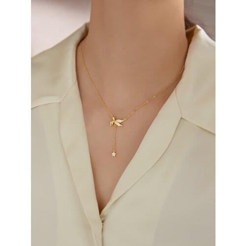 925 sterling silver jewelry with clavicle chain star tassel fairy elf temperament for student gift wholesale