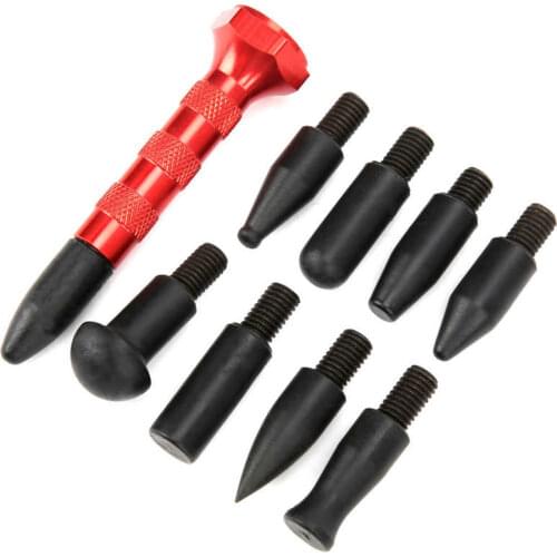 Tap Down Pen Dent Tap Tool with 9 Different Heads Aluminum Alloy Universal Vehicle Maintenance Car Dent Repair Tool