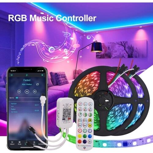 Bluetooth RGB LED Strip WS2811 12V Led Light Individually Addressable Flexible Led Ribbon Tape Decor Remote Controller Power Kit