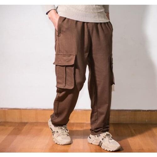 Men Hiphop Sweatpants Loose Straight Baggy Mens Mens Trousers Plus Size 5XL Fat Pants Boy More Pockets Hip Hop Joggers Bottoms