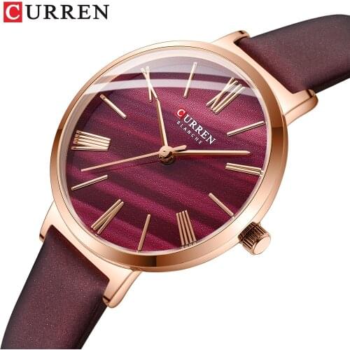 CURREN 2020 Womens Watches Leather Strap Quartz Wristwatch Classic Simple Clock female часы женские
