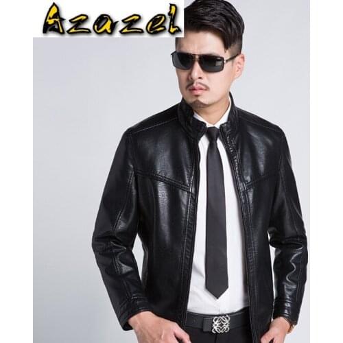 Hot 2020 New Winter Mens leather jacket Men Fashion Motorcycle Leather jackets Coats male Stand Collar Business Outwears M-3XL