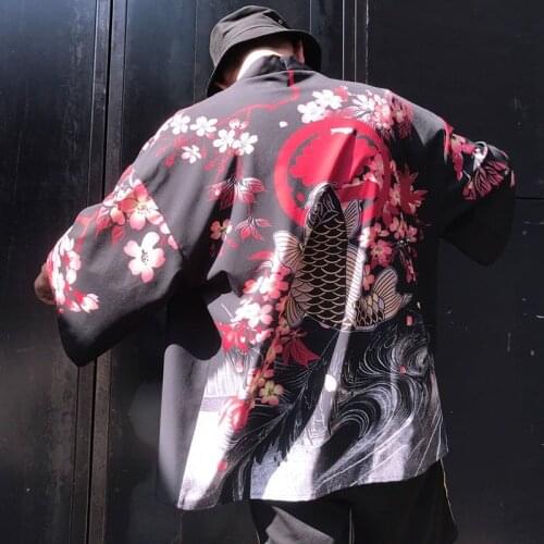 Robe Anime Clothes 2021 Summer Shirt Japanese Style Cat Samurai Kimono Streetwear Blouse Men Women Cardigan Japan Harajuku Anime
