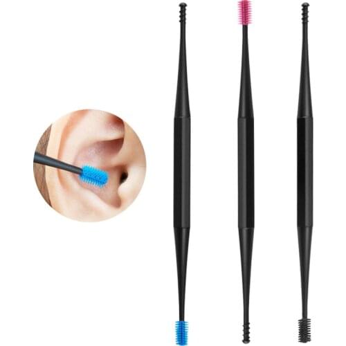 1PC Soft Silicone Double Head Ear Pick Ear Clean Tool Double-ended Earpick Ear Wax Curette Remover Ear Cleaner Spiral Design