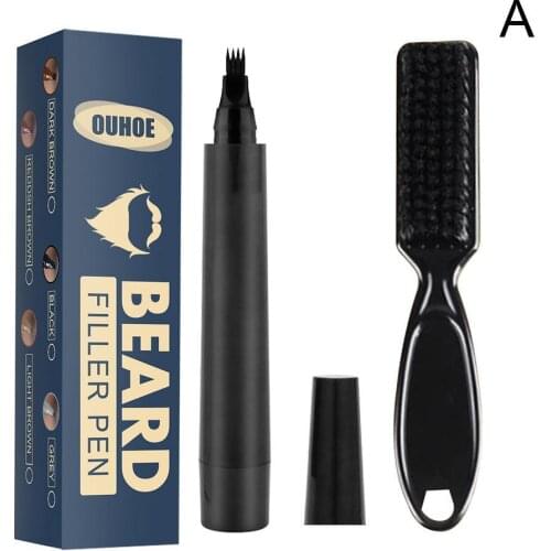 Men Beard Pencil Filler Pencil Set Waterproof Long Lasting Moustache Pen Brush Moustache Shape Repairing Enhancer Coloring Pen
