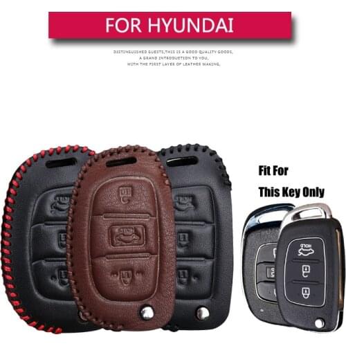 Leather Car Key Case Fob Cover For Solaris Hyundai Kona Tucson I10 I20 I30 I40 IX35 Creta Santa fe Accent Sonata 2021 Key Shell