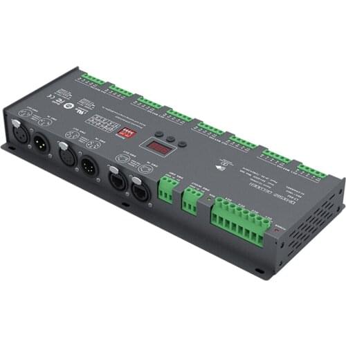 32 Channel DMX-PWM Decoder;DC12-24V Input;3A*32CH 96A Output RGB RGBW Strip Tape DMX512 Slave Controller XLR-3 XLR-5 RJ45