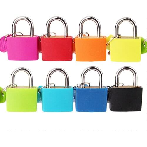 Metal and plastic Small Mini Strong Steel Padlock Travel Suitcase Diary Lock With 2 Keys Colored plastic case padlock G815
