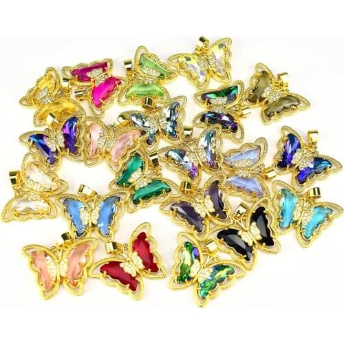 Trend Necklace Personality Super Fairy Girl Fantasy Glass Crystal Butterfly Necklace Lady Jewelry DIY Jewelry Making Supplies