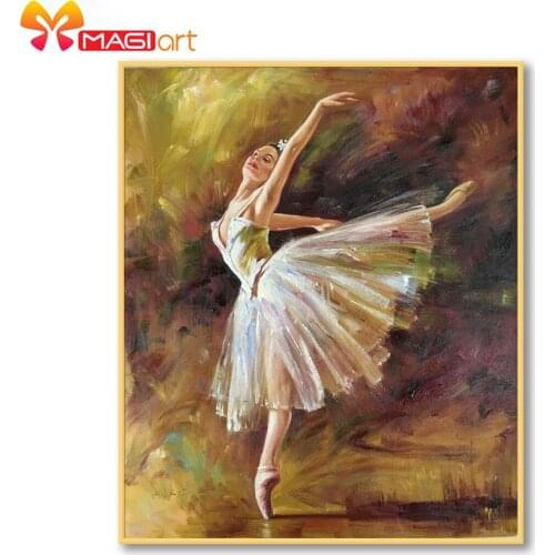 Cross stitch kits Embroidery needlework sets 11CT water soluble canvas patterns 14CT Full Dancing girl -NCMP122