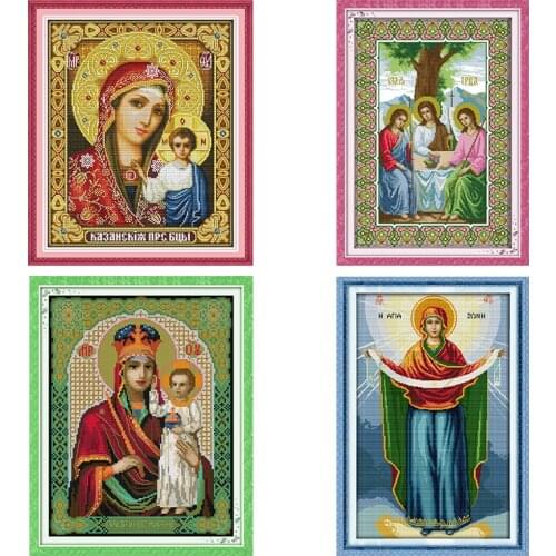 Cross Stitch Kits Madonna and Child Stamped Patterns Counted 11CT 14CT Printed Handmade Fabric Thread Embroidery Needlework Sets