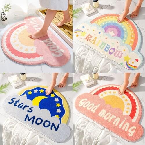 Floor Mat Bath Mats Kitchen Mats Semicircular Mats Absorbent Simple Thickened Non-slip Carpet Bathroom Toilet Doorway Foot Rugs