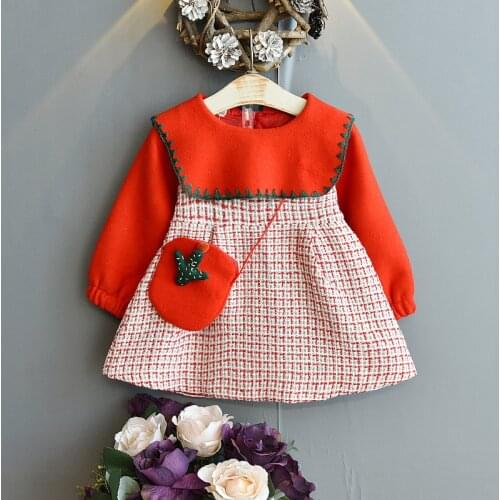 New Girls Dress Autumn Winter Cute Knitted Long Sleeve Princess Dress For Girl Kids Party Dress free bag 3-7 Years Kids Clothing