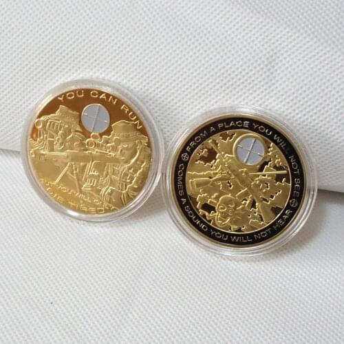 2pcs 999 Fine Gold Plated Souvenir US Army Sniper One Shot One Kill Coin Commemorative Challenge Coins