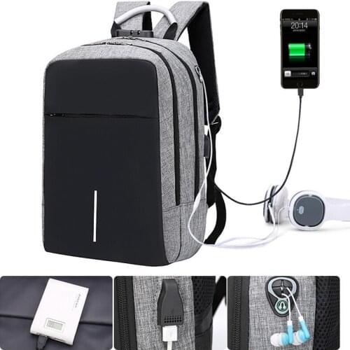 14 15 15.4 15.6 inch USB Reflective Password lock Anti-theft Laptop Notebook Bags Backpack Satchels Knapsack Case for Men Women