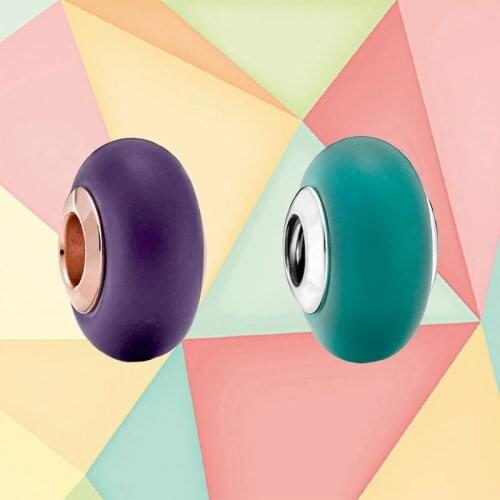 2021 New Autumn Charm 925 Sterling Silver Matte Purple Murano Glass Beads Charms Suitable For Original Diy Bracelet Jewelry