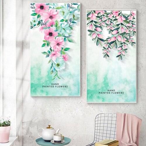 Nordic Pink Flower Painting Wall Art Canvas Painting Posters and Prints Romantic Picture for Living Room Home Bedroom Decoration