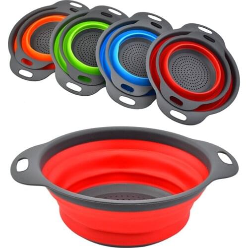 Foldable Drain Basket Colander Fruit Vegetable Washing Basket Strainer Collapsible Drainer With Handle Kitchen Storage Tools