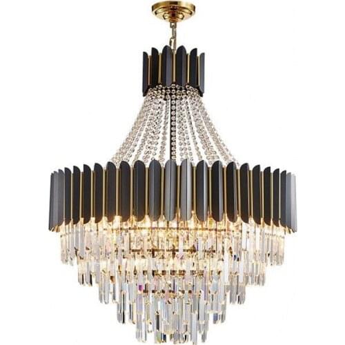 Modern Black Crystal Chandeliers stainless steel E14 LED Chandelier indoor Lighting for dining living room Cristal Lustre