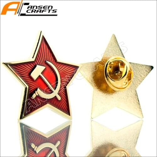 WW2 CCCP USSR Soviet Red Army Star Hat Cap Pin Badge