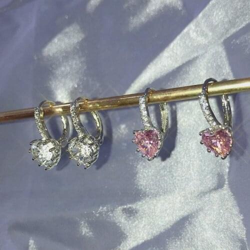 Y2K Embedded Crystal Heart Earrings For Women Metal Vintage Charms Elegant Earrings 90s Style Jewelry Aesthetics Wholesale Gifts