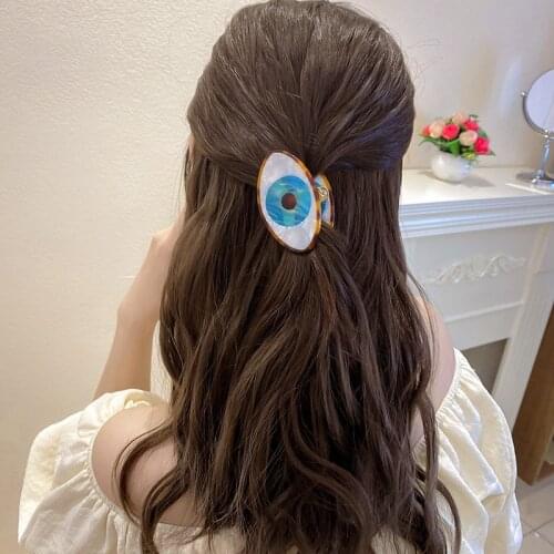 LOVOACC Stylish Blue Evil Eye Hair Claws Statement Geometric Resin Hair Clips Korean Fashion Shark Clips Hair Accessories 2021