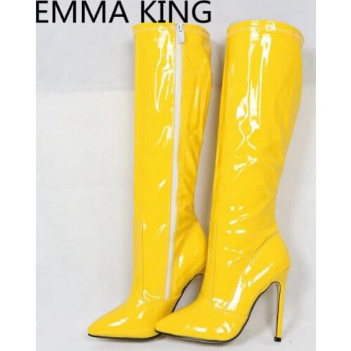 2019 Spring Autumn Knee High Boots Women Pointed Toe Leather Sexy Thin High Heels Ladies Runway Shoes Woman Fashion Knight Boots